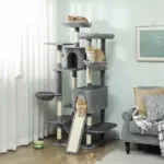 PawHut 69 Inch Cat Tree, Multi-Level Cat Tower with 2 Condos and 3 Hammocks, 8 Scratching Posts, for Multiple Cats, Dark Gray - Image 10
