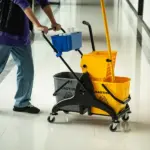 HOMCOM 6.9 Gallon Mop Bucket Wringer Cart Easy Side Press Yellow/Black Smooth Wheels and Mop-Handle Holder - Image 8
