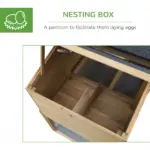 69" Wooden Chicken Coop, Poultry Cage Hen House with Connecting Ramp, Removable Tray, Ventilated Window and Nesting Box, Natural - Image 6