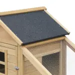 69" Wooden Chicken Coop, Poultry Cage Hen House with Connecting Ramp, Removable Tray, Ventilated Window and Nesting Box, Natural - Image 8