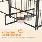 6.9'x6.9'x5' Outdoor Dog Kennel with Canopy, Coffee Garden Playpen Fence Crate Enclosure Cage, Rotating Bowl Secure Pet Play - Image 6
