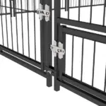 6.9'x6.9'x5' Outdoor Dog Kennel with Canopy, Coffee Garden Playpen Fence Crate Enclosure Cage, Rotating Bowl Secure Pet Play - Image 9