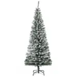 HOMCOM 6 Ft Artificial Snow Flocked Christmas Tree with Foldable Steel Stand Home Indoor Decoration Green - Image 11