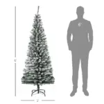 HOMCOM 6 Ft Artificial Snow Flocked Christmas Tree with Foldable Steel Stand Home Indoor Decoration Green - Image 3