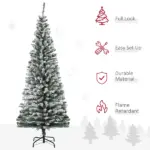 HOMCOM 6 Ft Artificial Snow Flocked Christmas Tree with Foldable Steel Stand Home Indoor Decoration Green - Image 4