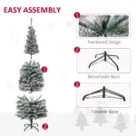 HOMCOM 6 Ft Artificial Snow Flocked Christmas Tree with Foldable Steel Stand Home Indoor Decoration Green - Image 5