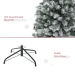 HOMCOM 6 Ft Artificial Snow Flocked Christmas Tree with Foldable Steel Stand Home Indoor Decoration Green - Image 7