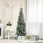 HOMCOM 6 Ft Artificial Snow Flocked Christmas Tree with Foldable Steel Stand Home Indoor Decoration Green - Image 10