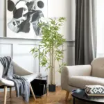 HOMCOM 6ft Fake Bamboo Tree Indoor Outdoor Artificial Plant with Pot for Home Office Living Room Decor - Image 2