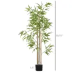 HOMCOM 6ft Fake Bamboo Tree Indoor Outdoor Artificial Plant with Pot for Home Office Living Room Decor - Image 3