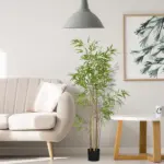 HOMCOM 6ft Fake Bamboo Tree Indoor Outdoor Artificial Plant with Pot for Home Office Living Room Decor - Image 4