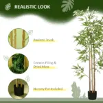 HOMCOM 6ft Fake Bamboo Tree Indoor Outdoor Artificial Plant with Pot for Home Office Living Room Decor - Image 5