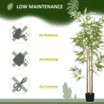 HOMCOM 6ft Fake Bamboo Tree Indoor Outdoor Artificial Plant with Pot for Home Office Living Room Decor - Image 6