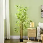 HOMCOM 6ft Fake Bamboo Tree Indoor Outdoor Artificial Plant with Pot for Home Office Living Room Decor - Image 7