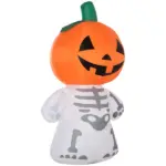 6ft Halloween Inflatables Smiling Skeleton Ghost with Pumpkin Head Outdoor Decoration with Rotating LED Light - Image 11