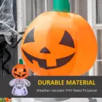 6ft Halloween Inflatables Smiling Skeleton Ghost with Pumpkin Head Outdoor Decoration with Rotating LED Light - Image 6