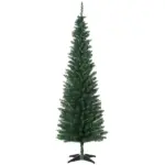 HOMCOM 6 Ft Pencil Christmas Tree, PVC Hinged Unlit Slim Artificial Christmas Tree for Home Party Holiday Decoration, Green