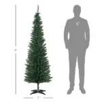 HOMCOM 6 Ft Pencil Christmas Tree, PVC Hinged Unlit Slim Artificial Christmas Tree for Home Party Holiday Decoration, Green - Image 3
