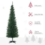 HOMCOM 6 Ft Pencil Christmas Tree, PVC Hinged Unlit Slim Artificial Christmas Tree for Home Party Holiday Decoration, Green - Image 4