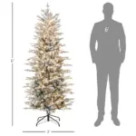 HOMCOM 6ft Pre-Lit Flocked Christmas Tree with Snow Branches Warm Yellow Lights Auto Open for Festive Atmosphere - Image 3