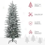 HOMCOM 6ft Pre-Lit Flocked Christmas Tree with Snow Branches Warm Yellow Lights Auto Open for Festive Atmosphere - Image 4