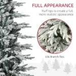 HOMCOM 6ft Pre-Lit Flocked Christmas Tree with Snow Branches Warm Yellow Lights Auto Open for Festive Atmosphere - Image 5