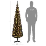 6ft Pre Lit Pencil Christmas Tree, Slim Artificial Xmas Tree with Realistic Branches and Warm White LED Lights for Holiday, Black - Image 3