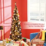 6ft Pre Lit Pencil Christmas Tree, Slim Artificial Xmas Tree with Realistic Branches and Warm White LED Lights for Holiday, Black - Image 4