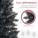 6ft Pre Lit Pencil Christmas Tree, Slim Artificial Xmas Tree with Realistic Branches and Warm White LED Lights for Holiday, Black - Image 6