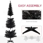 6ft Pre Lit Pencil Christmas Tree, Slim Artificial Xmas Tree with Realistic Branches and Warm White LED Lights for Holiday, Black - Image 7