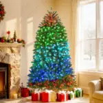 HOMCOM 6ft Prelit Christmas Tree with Full-Spectrum LEDs, Smart App Control, Wide Full Hinged Xmas Tree, Easy Assembly - Image 2