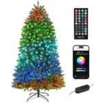 HOMCOM 6ft Prelit Christmas Tree with Full-Spectrum LEDs, Smart App Control, Wide Full Hinged Xmas Tree, Easy Assembly - Image 11