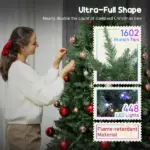 HOMCOM 6ft Prelit Christmas Tree with Full-Spectrum LEDs, Smart App Control, Wide Full Hinged Xmas Tree, Easy Assembly - Image 8