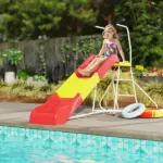 6ft Slide for Kids, Metal Freestanding Playground Equipment with Climbing Ladder, for Backyard, Outdoor, Indoor, Red - Image 2