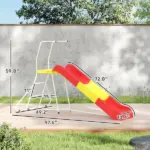 6ft Slide for Kids, Metal Freestanding Playground Equipment with Climbing Ladder, for Backyard, Outdoor, Indoor, Red - Image 3
