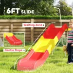 6ft Slide for Kids, Metal Freestanding Playground Equipment with Climbing Ladder, for Backyard, Outdoor, Indoor, Red - Image 4