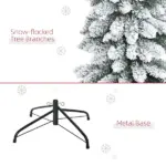HOMCOM 6ft Snow-Flocked Christmas Tree, Slim Pencil Xmas Tree with 395 Realistic Branches and Metal Base, Green - Image 7