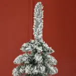 HOMCOM 6ft Snow-Flocked Christmas Tree, Slim Pencil Xmas Tree with 395 Realistic Branches and Metal Base, Green - Image 8