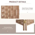 HOMCOM 6FT Tall 4-Panel Wicker Weave Room Divider, Folding Privacy Screen, Portable Partition for Bedroom and Home Office, Natural - Image 6