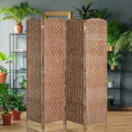 HOMCOM 6FT Tall 4-Panel Wicker Weave Room Divider, Folding Privacy Screen, Portable Partition for Bedroom and Home Office, Natural - Image 8