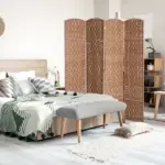 HOMCOM 6FT Tall 4-Panel Wicker Weave Room Divider, Folding Privacy Screen, Portable Partition for Bedroom and Home Office, Natural - Image 10