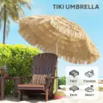 Outsunny 6 Ft Tiki Umbrella, Outdoor Hawaiian Style Patio Umbrella with 8 Ribs, Carry Bag, Outdoor Tiki Bar, Tropical Palapa - Image 4