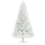 HOMCOM 6 Ft Unlit Artificial White Christmas Tree, Holiday Decor with 1000 Branch Tips, Auto Open and Steel Base
