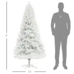 HOMCOM 6 Ft Unlit Artificial White Christmas Tree, Holiday Decor with 1000 Branch Tips, Auto Open and Steel Base - Image 3