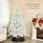 HOMCOM 6 Ft Unlit Artificial White Christmas Tree, Holiday Decor with 1000 Branch Tips, Auto Open and Steel Base - Image 4