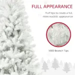 HOMCOM 6 Ft Unlit Artificial White Christmas Tree, Holiday Decor with 1000 Branch Tips, Auto Open and Steel Base - Image 5