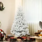 HOMCOM 6 Ft Unlit Artificial White Christmas Tree, Holiday Decor with 1000 Branch Tips, Auto Open and Steel Base - Image 10
