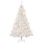 6ft White Christmas Tree Pre Lit PVC with Metal Stand 250 Warm White LED 1000 Tips for Home Decoration - Image 11