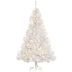 6ft White Christmas Tree Pre Lit PVC with Metal Stand 250 Warm White LED 1000 Tips for Home Decoration