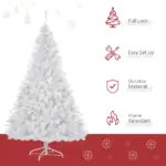 6ft White Christmas Tree Pre Lit PVC with Metal Stand 250 Warm White LED 1000 Tips for Home Decoration - Image 4